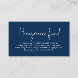 Carte D'accompagnement Fonds pour lune de miel mariage, Script manuscrit