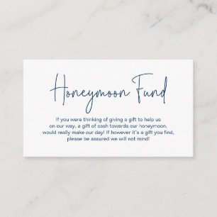 Carte D'accompagnement Fonds pour lune de miel mariage, Script manuscrit