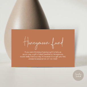 Carte D'accompagnement Fonds pour lune de miel mariage, Script manuscrit
