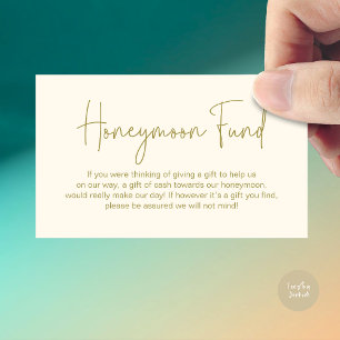 Carte D'accompagnement Fonds pour lune de miel mariage, Script manuscrit 