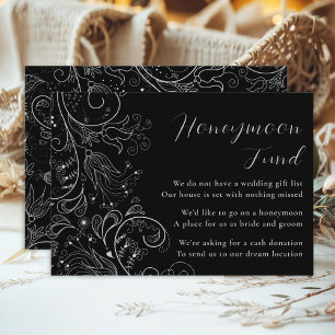 Carte D'accompagnement Fonds Silver Black Elegant Floral Mariage Lune de
