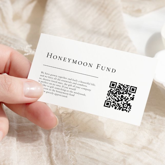Carte D'accompagnement Fonds simple moderne Mariage QR Code Lune de miel (Créateur téléchargé)