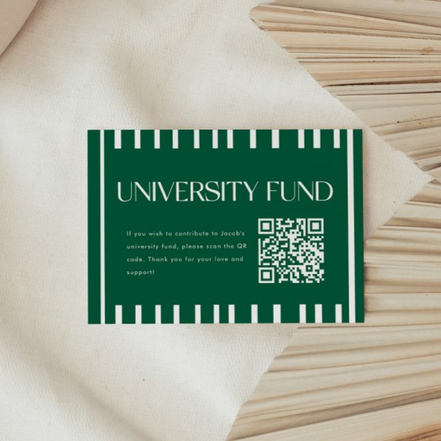Carte D'accompagnement Fonds universitaire vert moderne Code QR de remise (Créateur téléchargé)