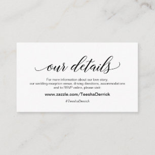 Carte D'accompagnement Font Noir Élégante, Mariage Nos détails