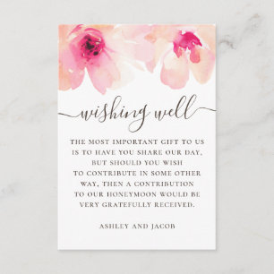 Carte D'accompagnement Fontaine à souhaits de mariage floral rose aquarel