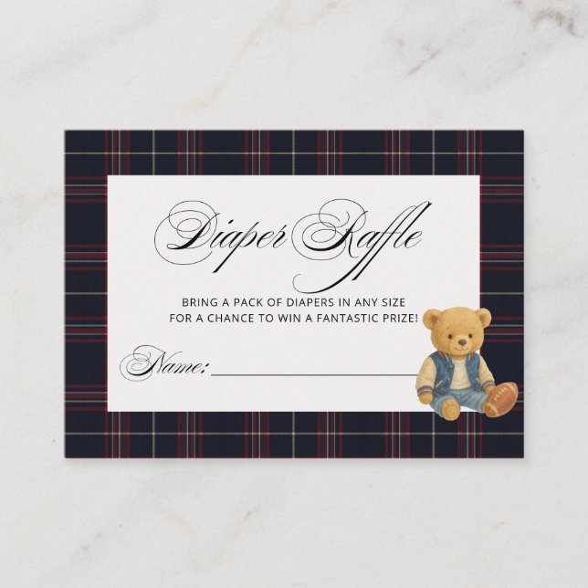Carte D'accompagnement Football Preppy Oear Baby shower Déchets Raffle (Devant)