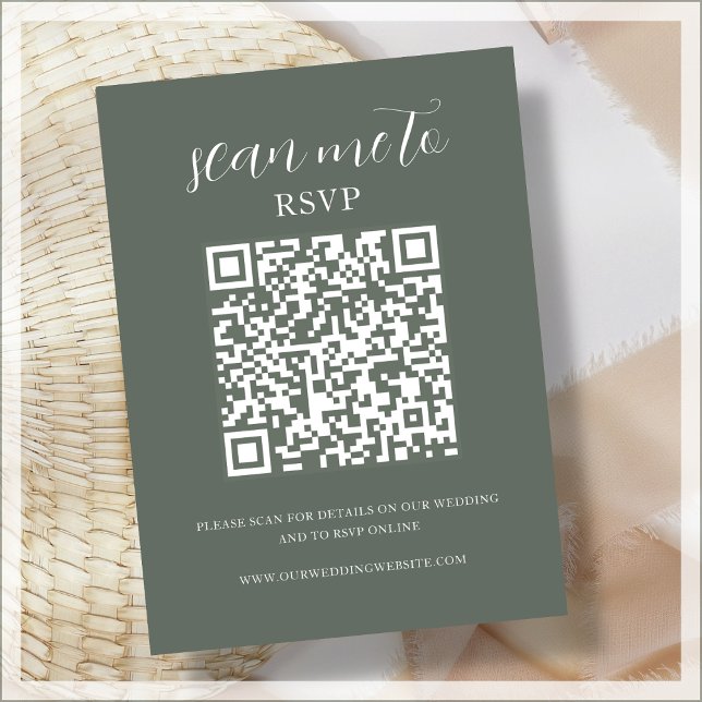 Carte D'accompagnement Forest Green | Code QR | Mariage RSVP (Créateur téléchargé)