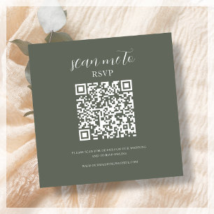 Carte D'accompagnement Forest Green   Code QR RSVP de mariage