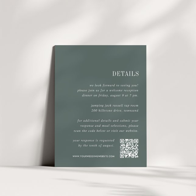 Carte D'accompagnement Forest Green | Détails du Mariage tout-en-un (Créateur téléchargé)