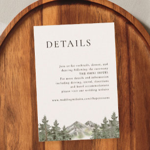 Carte D'accompagnement Forest Mountain Pine Tree Détails sur le Mariage