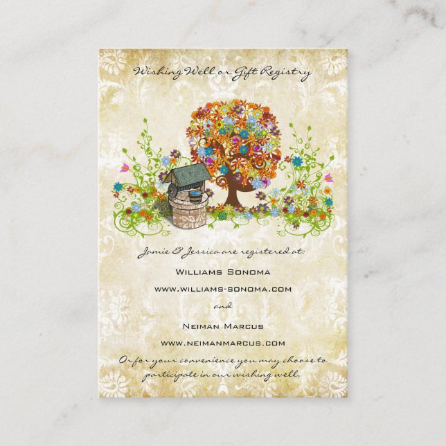 Carte D'accompagnement Forest Tree Wishing Well, Website Cadeau Registry (Devant)