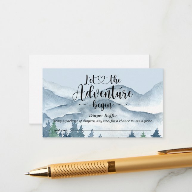 Carte D'accompagnement Forêt Aventure Aquarelle Bleu Déchet Raffin (Devant/Arrière en situation)