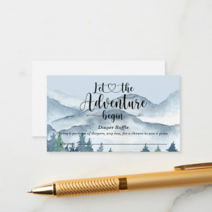 Carte D'accompagnement Forêt Aventure Aquarelle Bleu Déchet Raffin