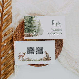 Carte D'accompagnement Forêt Bois Animaux Registre des bébés Codes QR