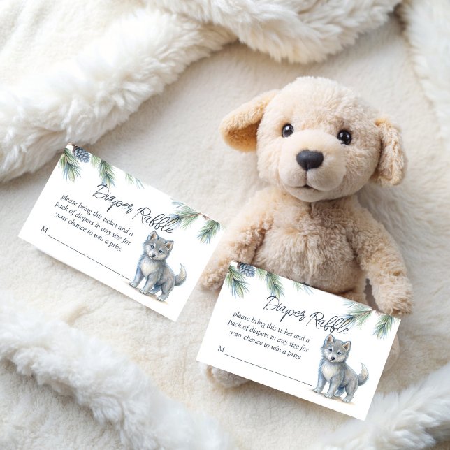 Carte D'accompagnement Forêt de bois mignon bébé animaux tombole (Woodlands forest cute baby animals diaper raffle enclosure card baby shower raffle tickets)