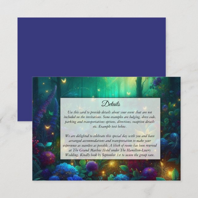 Carte D'accompagnement Forêt enchantée de bijoux radiants (Devant / Derrière)