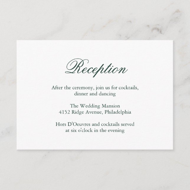 Carte D'accompagnement Forêt traditionnelle Vert Formel Mariage élégant (Devant)