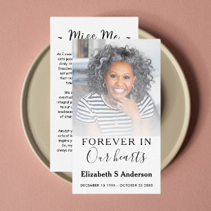 Carte D'accompagnement Forever in Our Hearts Funeral Photo Prayer Card