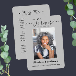 Carte D'accompagnement Forever in Our Hearts Photo Funeral Prayer Card