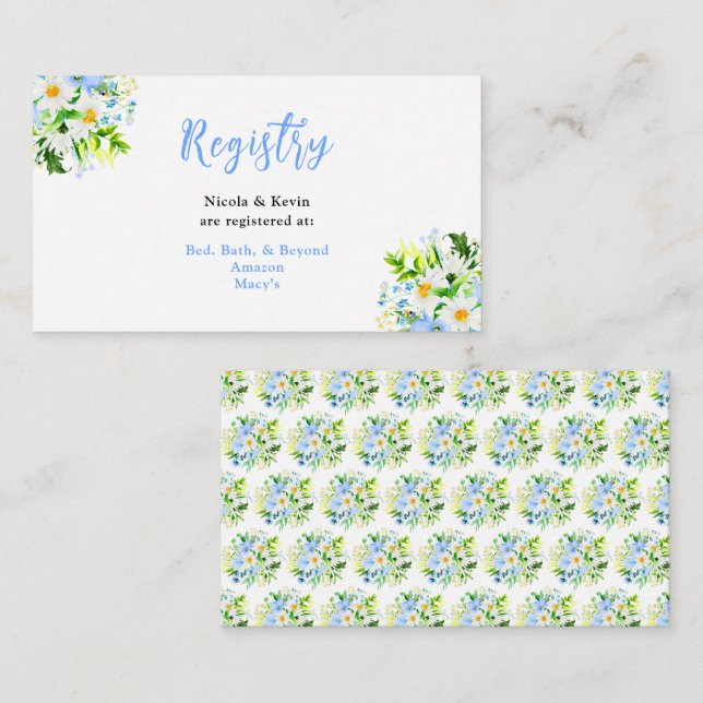 Carte D'accompagnement Forget-Me-Nots and Daisies Wedding Registry (Devant / Derrière)