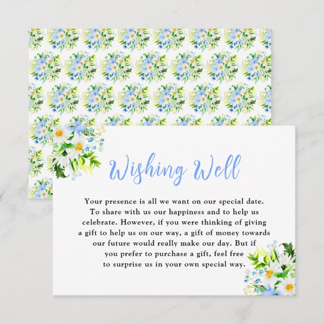 Carte D'accompagnement Forget-Me-Nots and Daisies Wedding Wishing Well (Devant / Derrière)