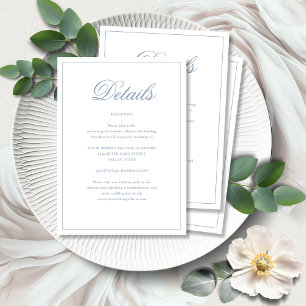 Carte D'accompagnement Formel Elegant Dusty Blue Floral Détails du Mariag