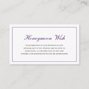 Carte D'accompagnement Formel Royal violet Mariage désir lune de miel