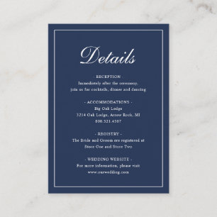 Carte D'accompagnement Formel traditionnel Élégant Mariage bleu marine