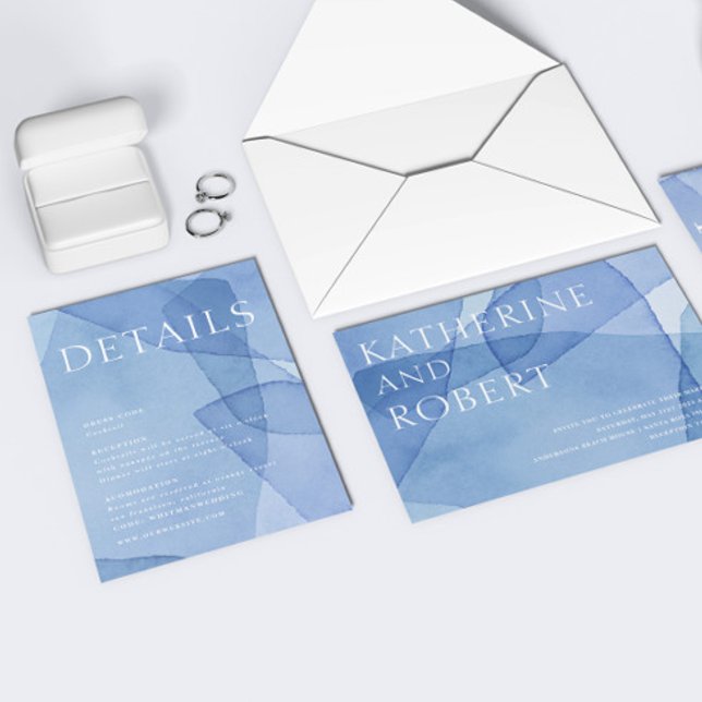 Carte D'accompagnement Formes d'aquarelle moderne Détails du Mariage (Créateur téléchargé)