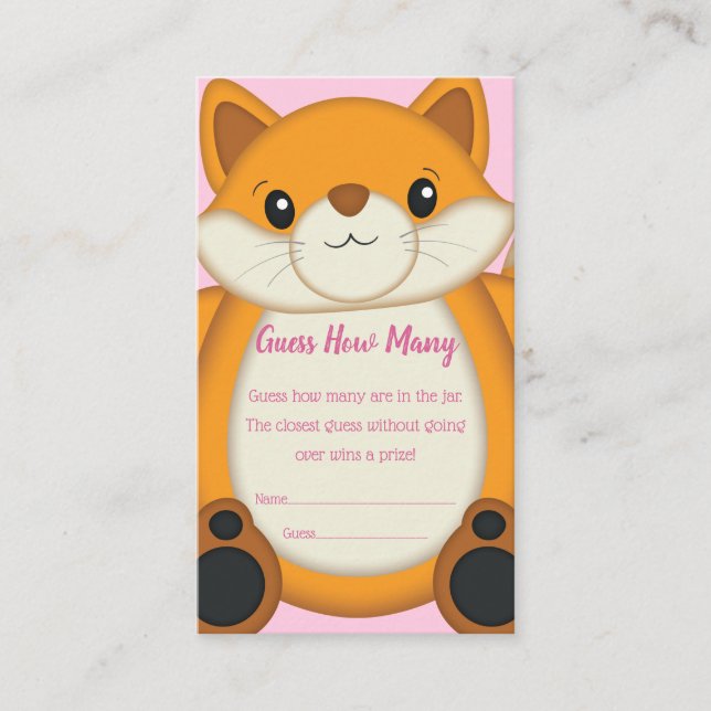 Carte D'accompagnement Fox Baby shower rose (Devant)