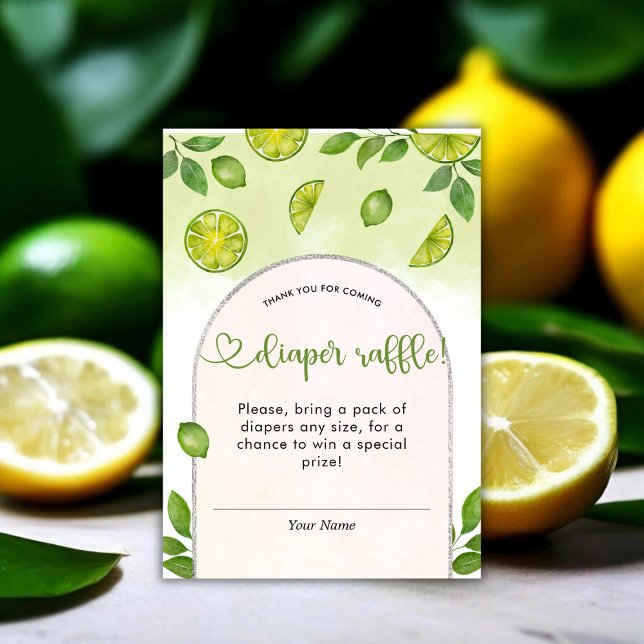 Carte D'accompagnement Fraîche Lime Citrus Genre Neutre Déchets Raffle (Fresh Lime Citrus Gender Neutral Diaper Raffle Enclosure Card)