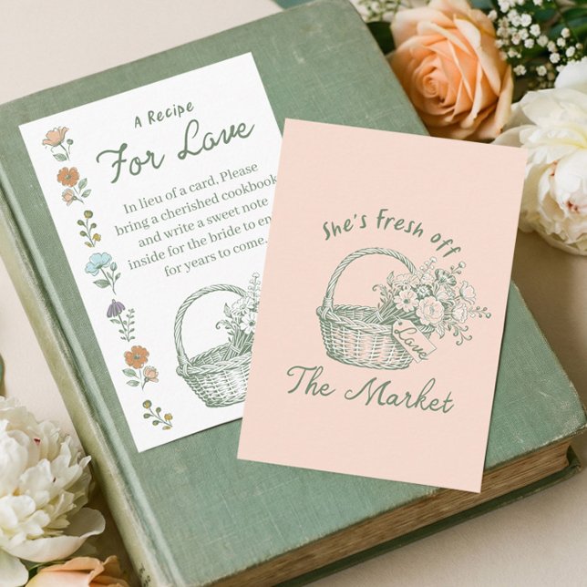 Carte D'accompagnement Fraîchement sortie du marché Recette Fraîche Pour  (Fresh Off the Market Fresh Recipe For The Bride Enclosure Card)