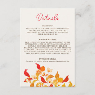 Carte D'accompagnement Fraîcheur Citrus Foliage Mariage