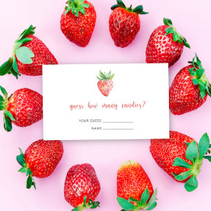 Carte D'accompagnement fraise - baby shower devinez combien de bonbons