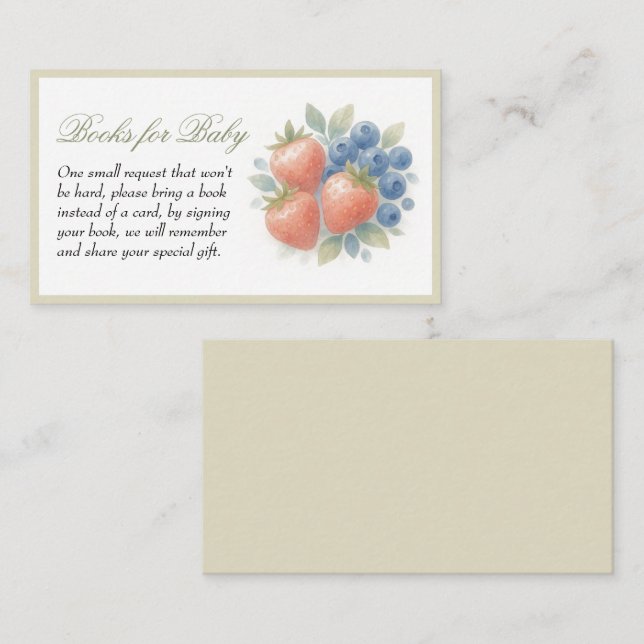 Carte D'accompagnement Fraise Blueberry Baby Books for Baby (Devant / Derrière)