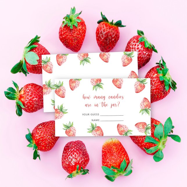 Carte D'accompagnement Fraises - baby shower devinez combien de bonbons (Créateur téléchargé)