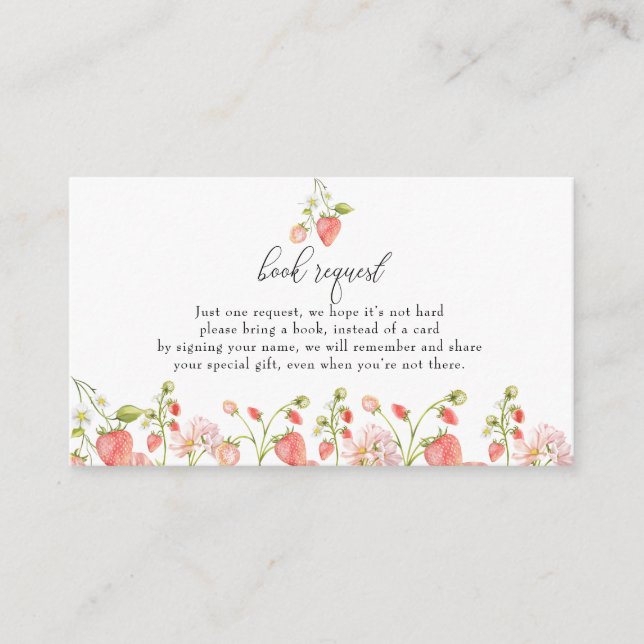 Carte D'accompagnement Framboise | Demande de réservation de Baby showers (Devant)