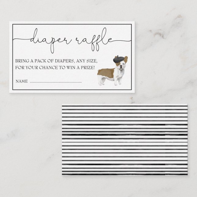 Carte D'accompagnement Français Bulldog Genre Neutre Déchets Raffle Enclo (Devant / Derrière)