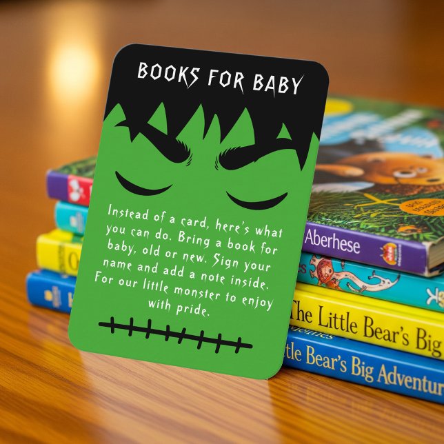 Carte D'accompagnement Frankenstein Halloween Baby shower Demande de rése (Frankenstein Halloween Baby Shower Book Request Enclosure Card
)