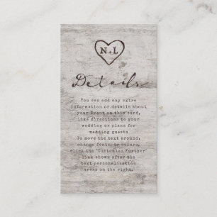 Carte D'accompagnement Fraudes sculptées Rustic Birch Détails du Mariage