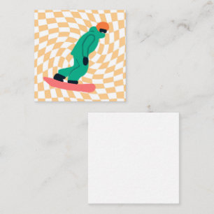 Carte D'accompagnement Freeride Snowboardeur En Costume Vert À damiers