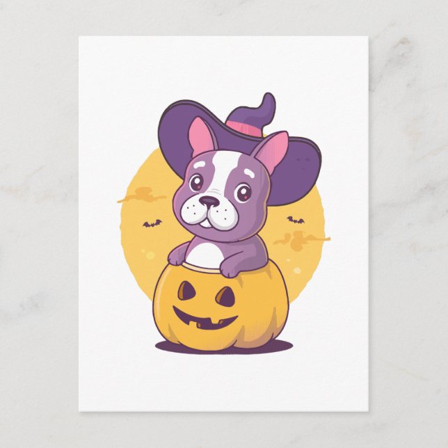 Carte D'accompagnement Frenchie Halloween (Devant)