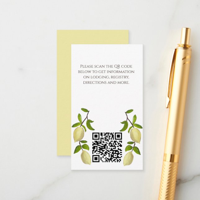 Carte D'accompagnement Fresh Citrus Painted Lemons Mediterranean (Devant/Arrière en situation)