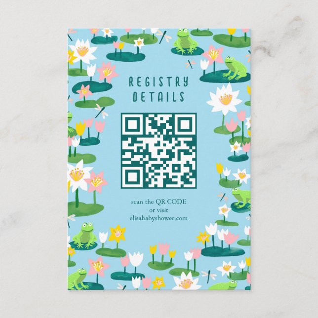 Carte D'accompagnement Frogs & Lily Pads Cute CUSTOM QR CODE BABY SHOWER (Devant)