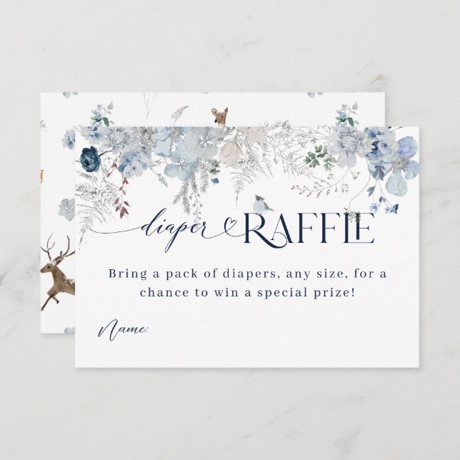 Carte D'accompagnement Froid hors hiver Floral Deer Baby shower Books (Devant / Derrière)