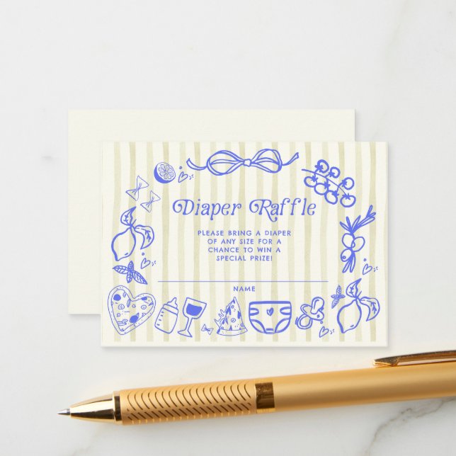 Carte D'accompagnement Fromage de Baby shower de citrons italien (Devant/Arrière en situation)