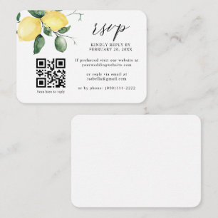 Carte D'accompagnement Fruits d'été Citrons de citron QR Code Mariage RSV