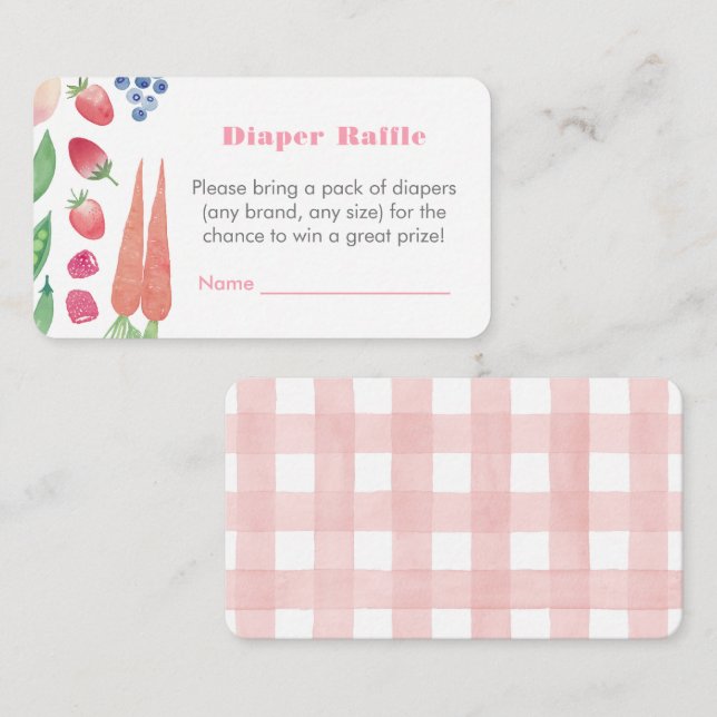 Carte D'accompagnement Fruits Et Légumes Baby shower Déchets Raffin (Devant / Derrière)