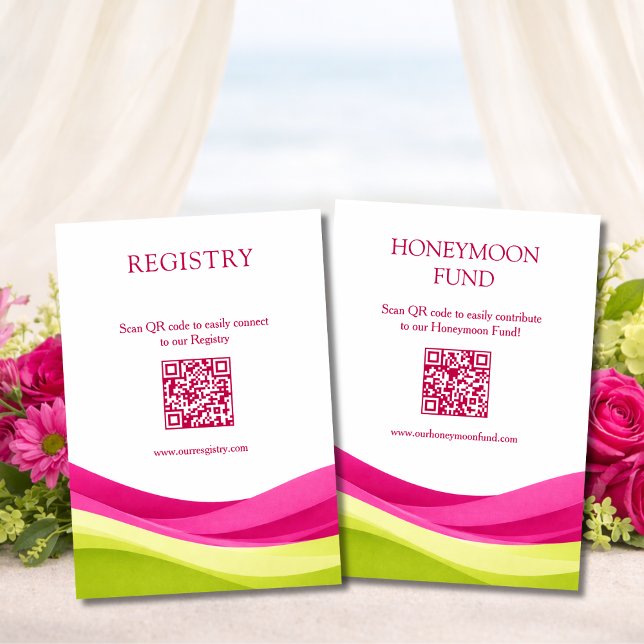 Carte D'accompagnement Fuchsia and Lime Green Registry & Honeymoon Fund (Fuchsia and Lime Green Registry & Honeymoon Fund Enclosure Card)