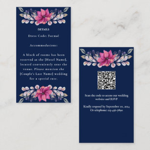 Carte D'accompagnement Fuchsia - Détails de la marine rose Enfermer RSVP 